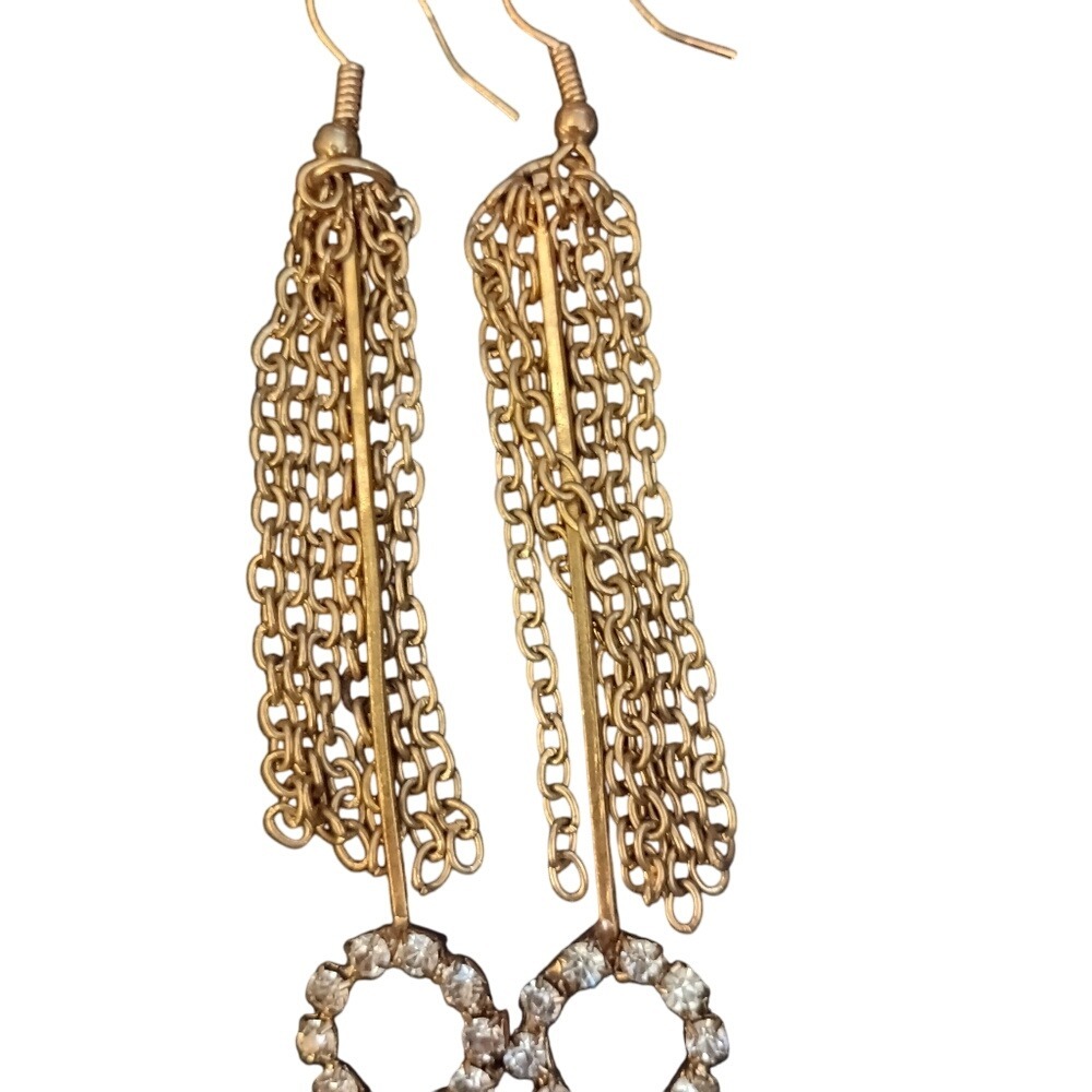Fringe tassel circular CZ earrings Vintage SKUJ061